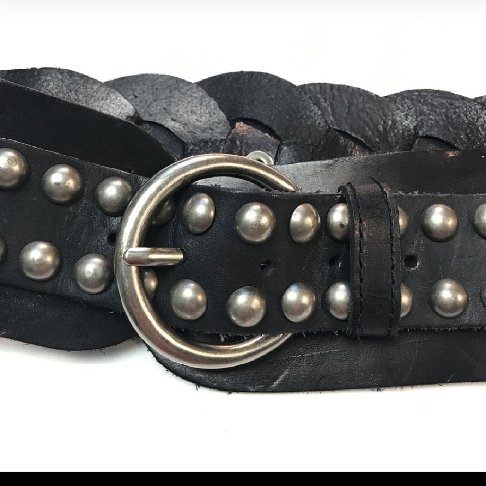 Betsey Johnson Black Leather Studded Belt - Picture 3 of 7
